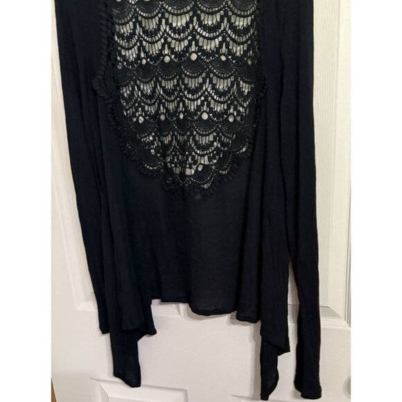 BCBG Max Azaria Shrug Cardigan Light Sweater Womens Small Black lace back - Picture 5 of 7